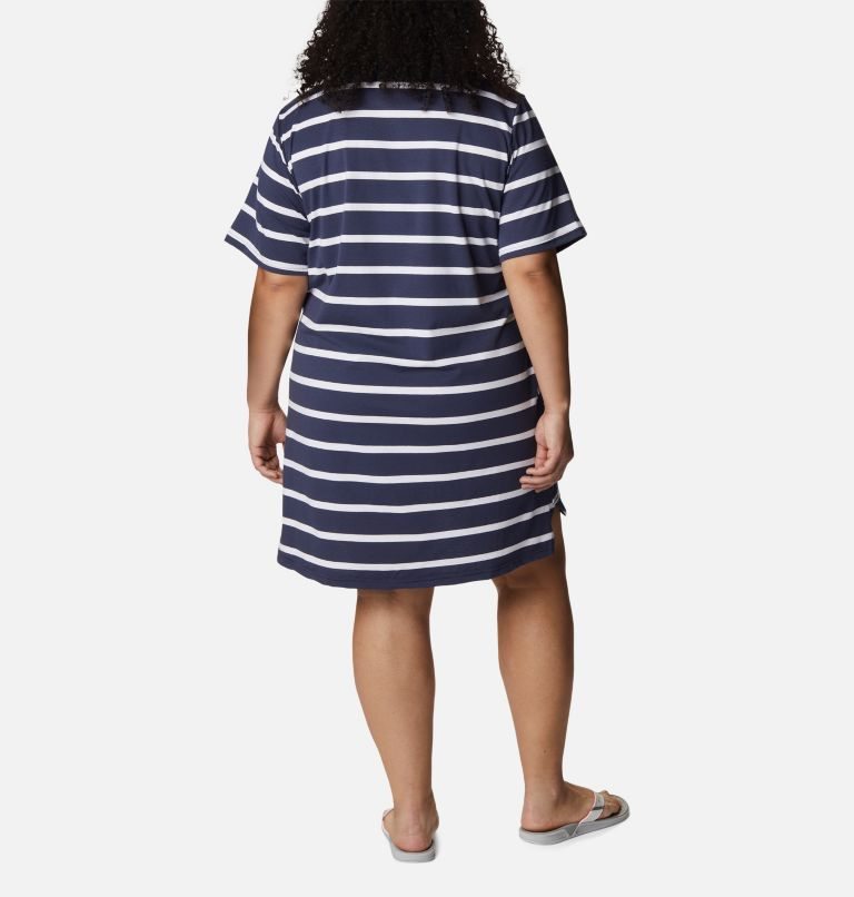 Women's Columbia Sun Trek T-Shirt Dress Stripe | Plus Size CA-T6810